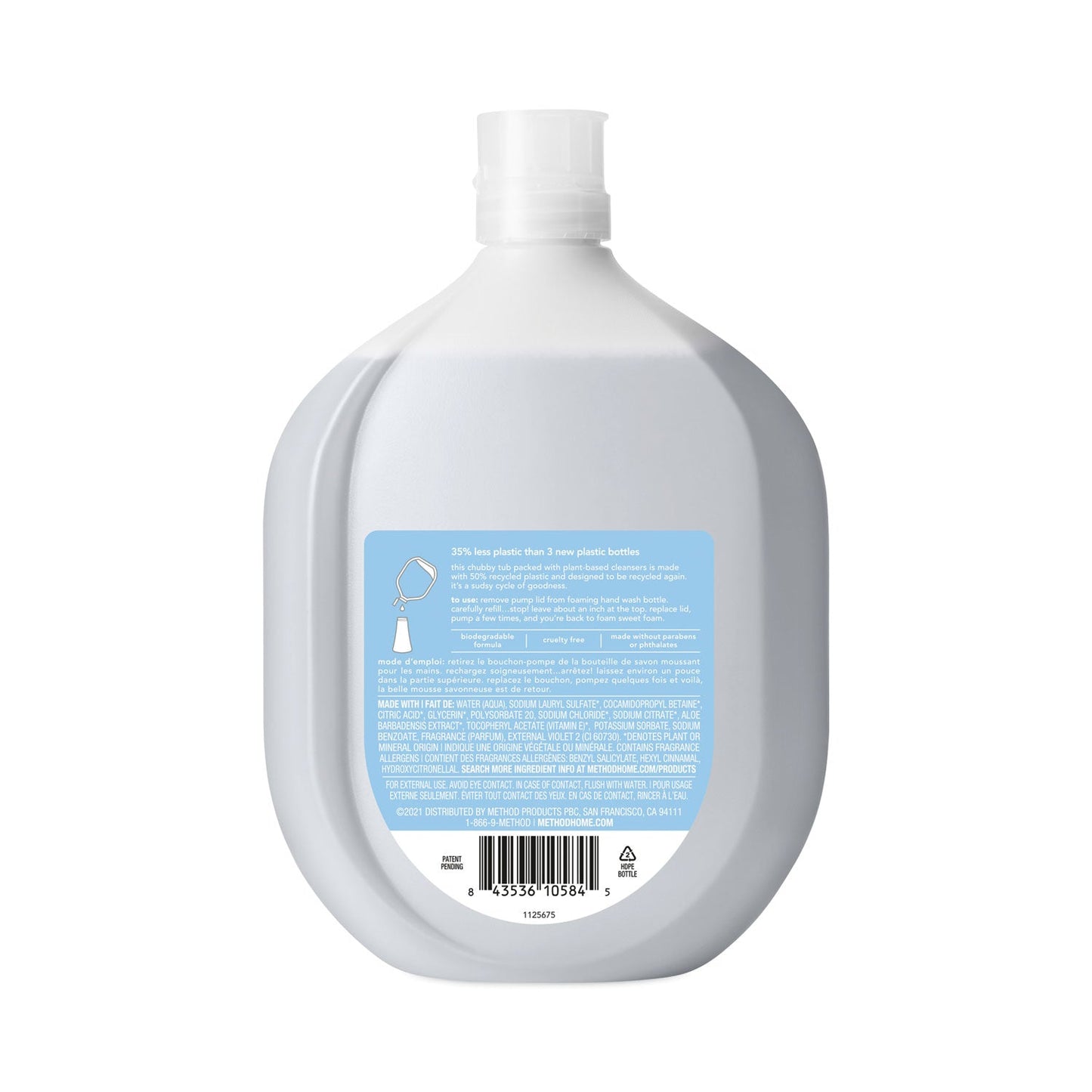 Method Foaming Hand Wash Refill Tub, Sweetwater, 28 oz Tub, 4/Carton