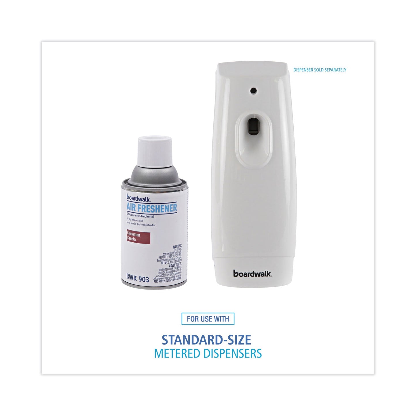 Boardwalk Metered Air Freshener Refill, Cinnamon Sunset, 5.3 oz Aerosol Spray, 12/Carton