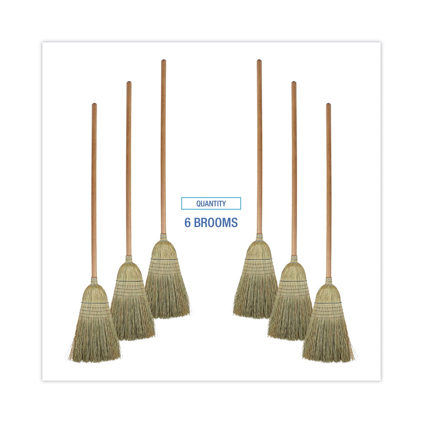 Boardwalk 100% Corn Brooms, 60" Overall Length, Natural, 6/Carton