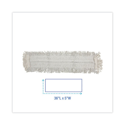 Boardwalk Disposable Dust Mop Head w/Sewn Center Fringe, Cotton/Synthetic, 36w x 5d, White