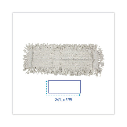 Boardwalk Disposable Cut End Dust Mop Head, Cotton/Synthetic, 24w x 5d, White