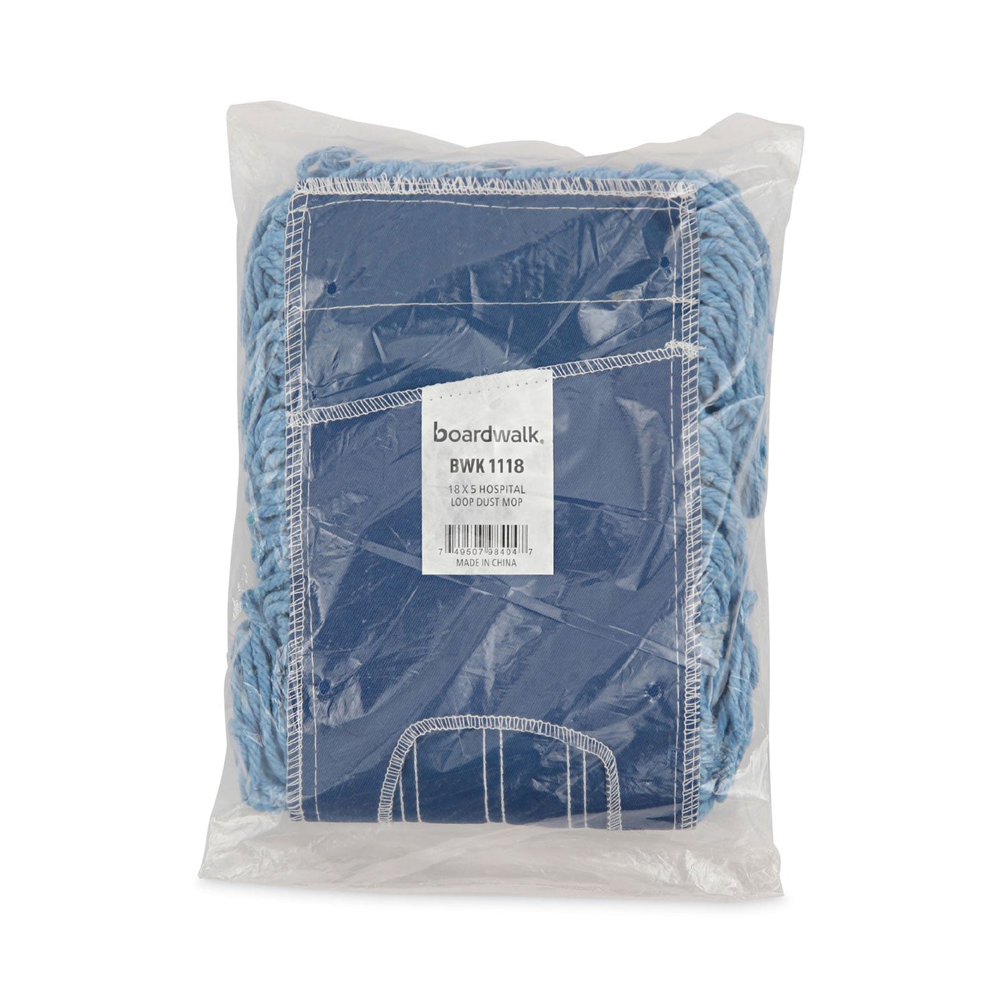 Boardwalk Mop Head, Dust, Looped-End, Cotton/Synthetic Fibers, 18 x 5, Blue