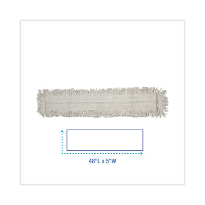 Boardwalk Mop Head, Dust, Disposable, Cotton/Synthetic Fibers, 48 x 5, White