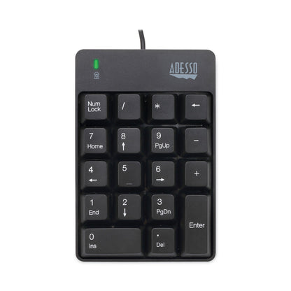 Adesso Spill-Resistant 18-Key Numeric Keypad, Black