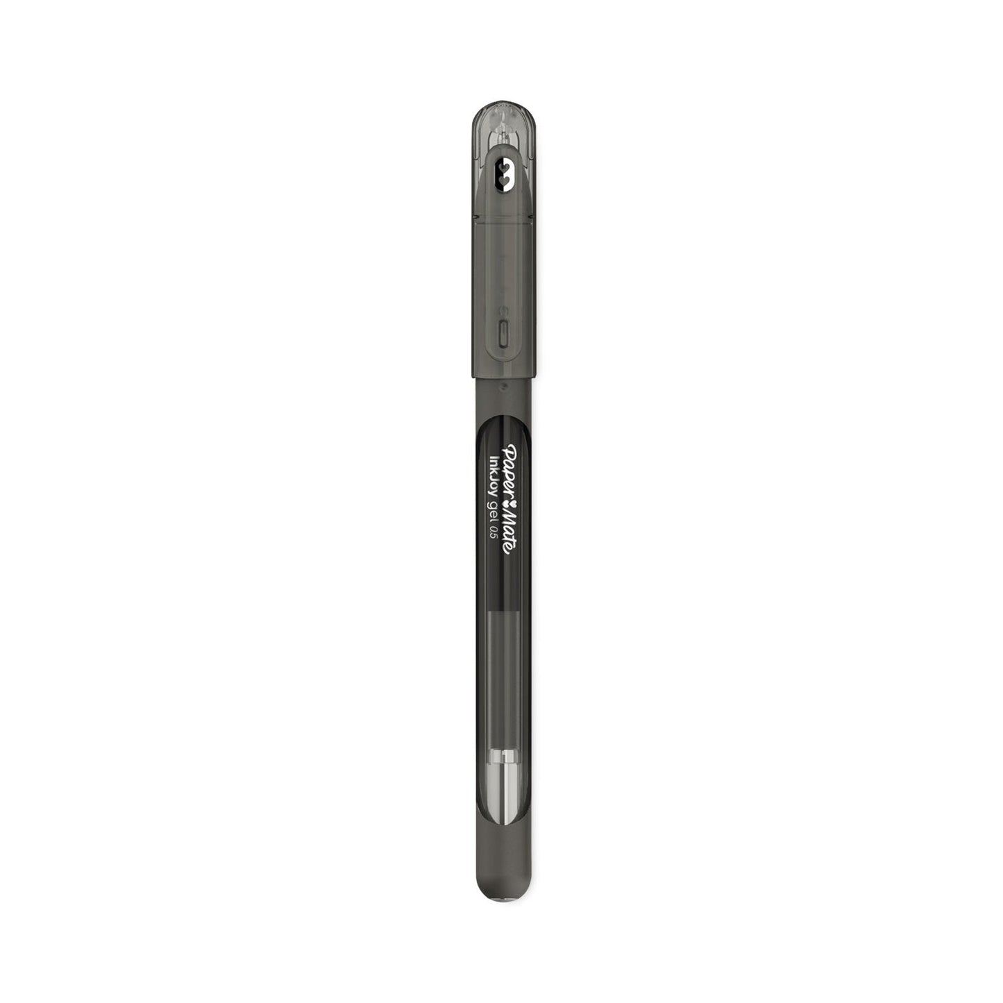 Paper Mate InkJoy Gel Pen, Stick, Fine 0.5 mm, Black Ink, Black Barrel, Dozen