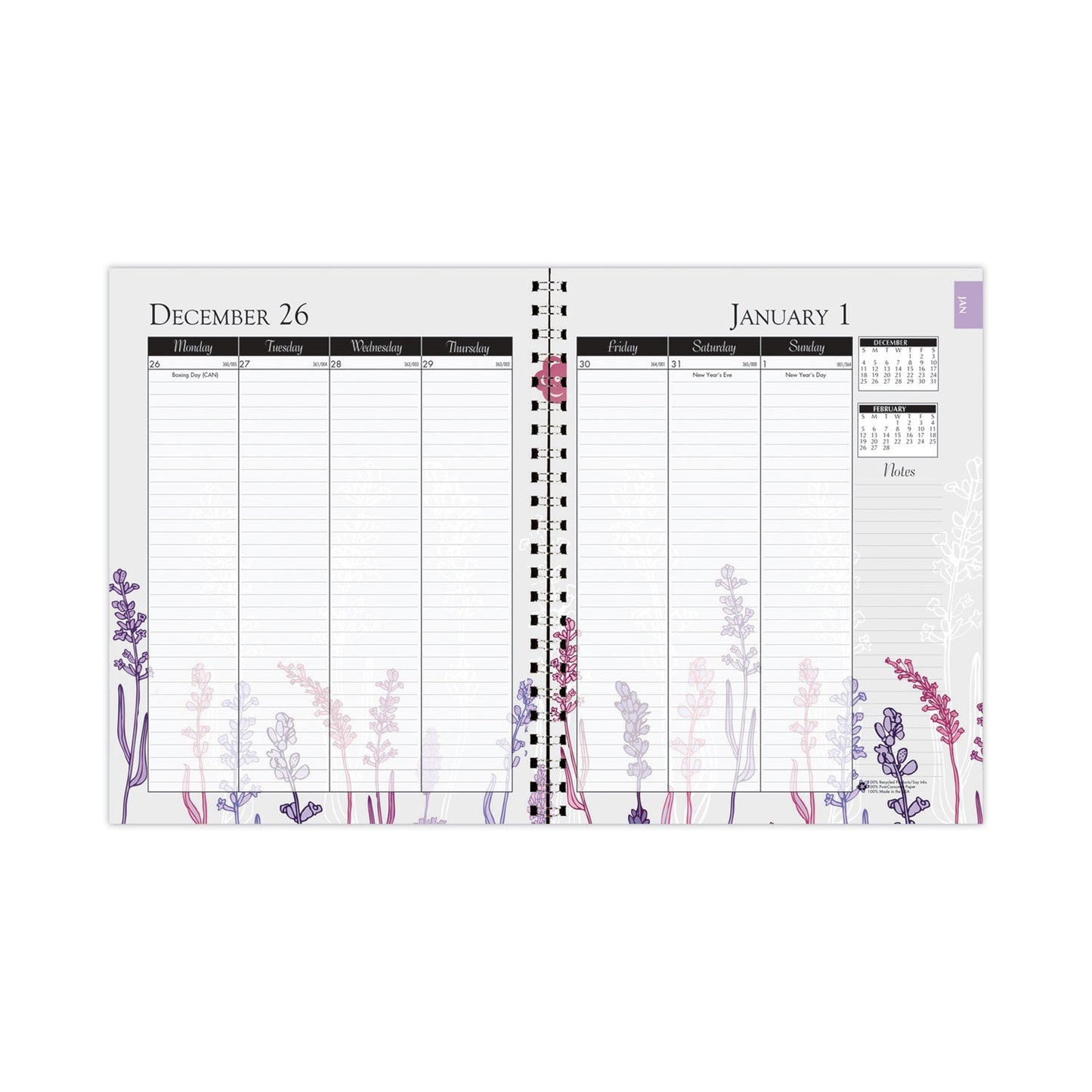 House of Doolittle Recycled WildFlower Weekly/Monthly Planner, Wild Flower Artwork, 11 x 8.5, Gray/White/Purple Cover, 12-Month (Jan-Dec): 2023