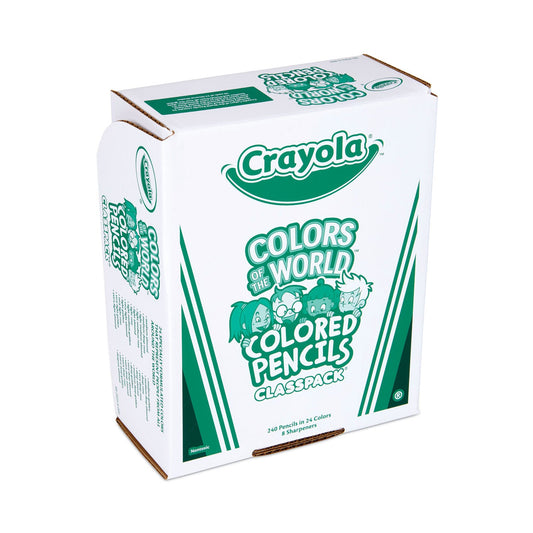 Crayola Colors of the World Colored Pencils Classpack Set, Assorted Lead/Barrel Colors, 240/Pack
