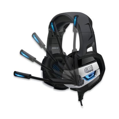 Adesso Xtream G2 Stereo USB Gaming Headphones for PC and Cloud Gaming, Binaural, Over the Head, Black/Blue