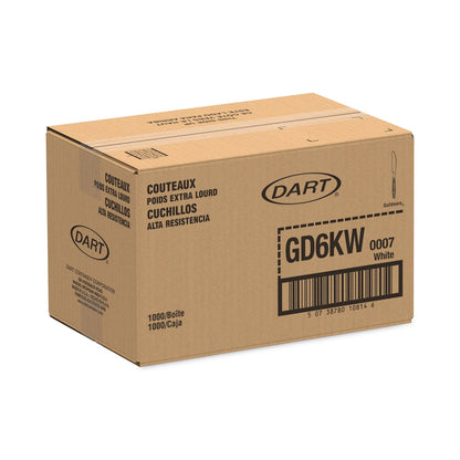 Dart Extra-Heavy Polystyrene Knives, White, Guildware Design, Bulk, 1,000/Case