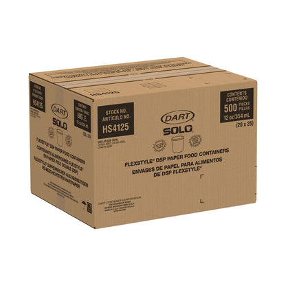 Dart Flexstyle Double Poly Paper Containers, 12 oz, 3.6" Diameter, White, Paper, 25/Bag, 20 Bags/Carton