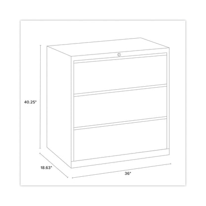 Hirsh Industries Lateral File Cabinet, 3 Letter/Legal/A4-Size File Drawers, Charcoal, 36 x 18.62 x 40.25