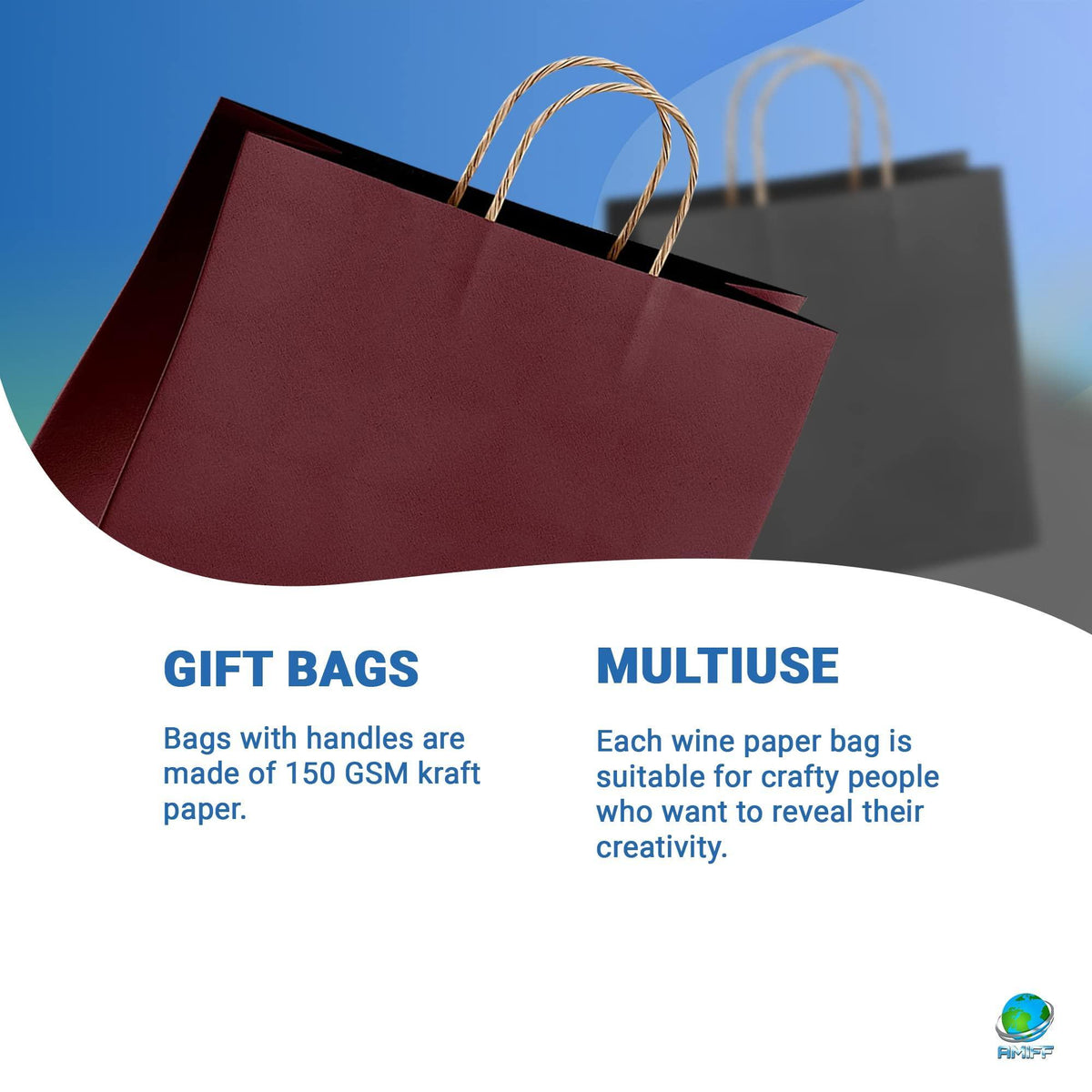 Paper Shopping Bags 8 x 4.75 x 10.5 Violet paper bags 8 x 4 3 4 x 10 1 2 by . Pack of 50 Purple Retail bags. Kraft carrier bags with handles for Shopping Merchandise Grocery. Strong Reusable.