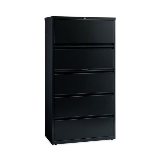 Hirsh Industries Lateral File Cabinet, 5 Letter/Legal/A4-Size File Drawers, Black, 30 x 18.62 x 67.62