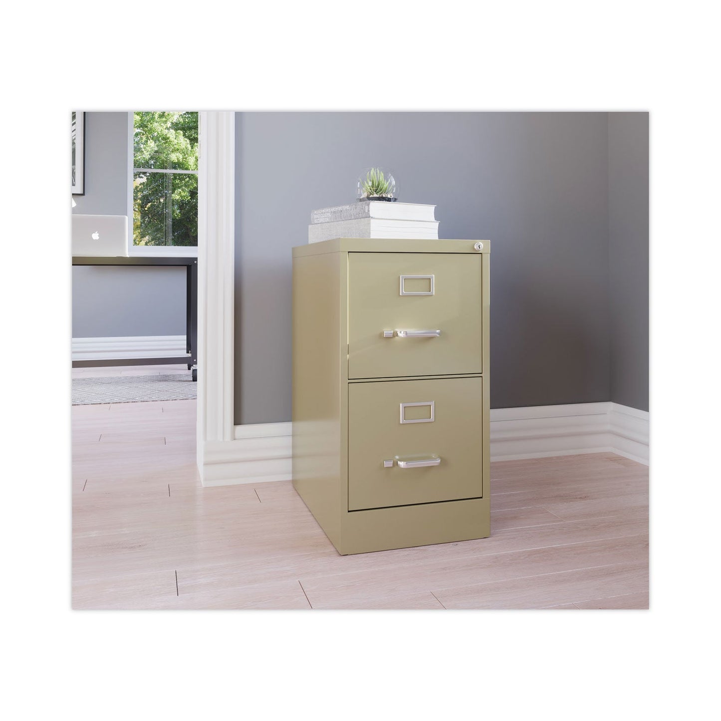 Hirsh Industries Vertical Letter File Cabinet, 2 Letter-Size File Drawers, Putty, 15 x 22 x 28.37