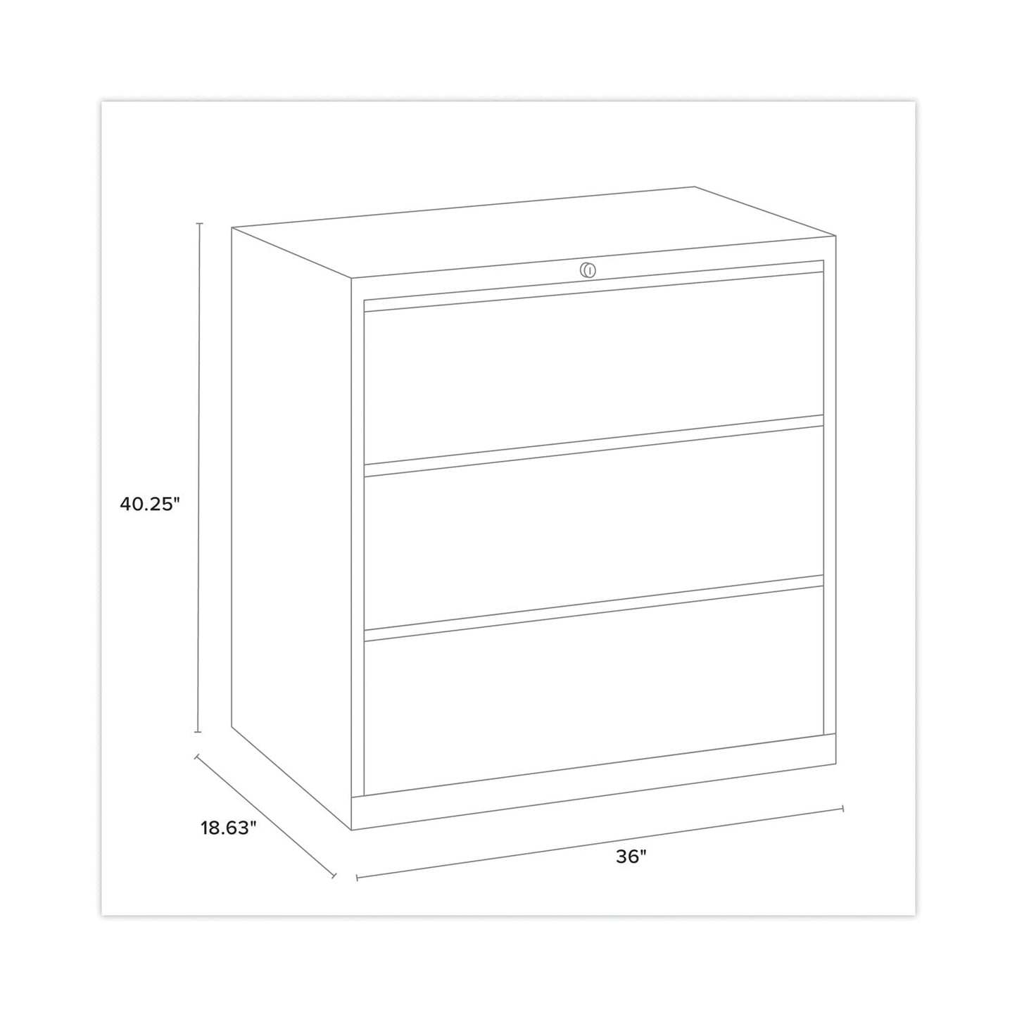 Hirsh Industries Lateral File Cabinet, 3 Letter/Legal/A4-Size File Drawers, Black, 36 x 18.62 x 40.25