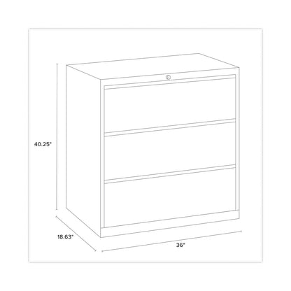 Hirsh Industries Lateral File Cabinet, 3 Letter/Legal/A4-Size File Drawers, Black, 36 x 18.62 x 40.25