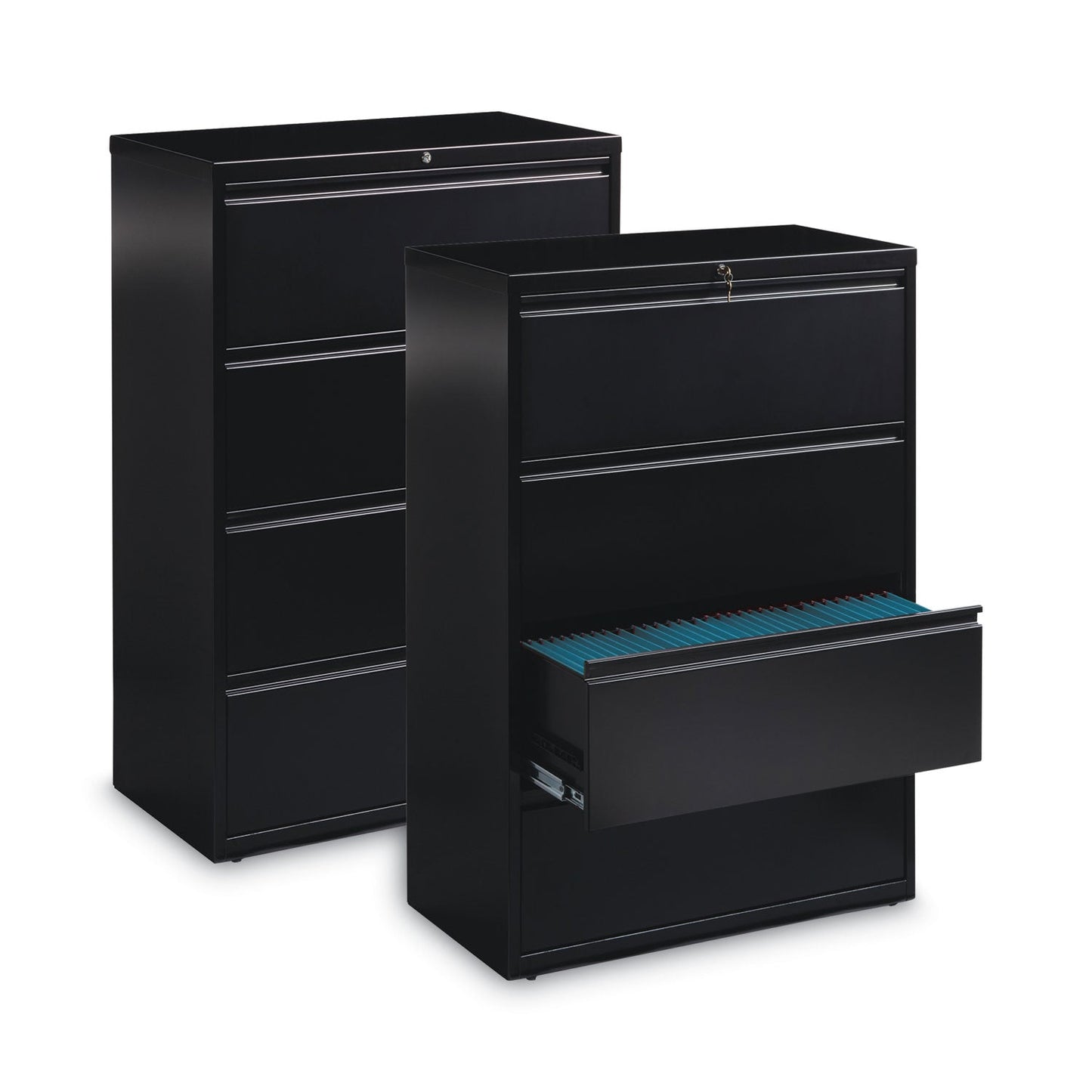 Hirsh Industries Lateral File Cabinet, 4 Letter/Legal/A4-Size File Drawers, Black, 36 x 18.62 x 52.5