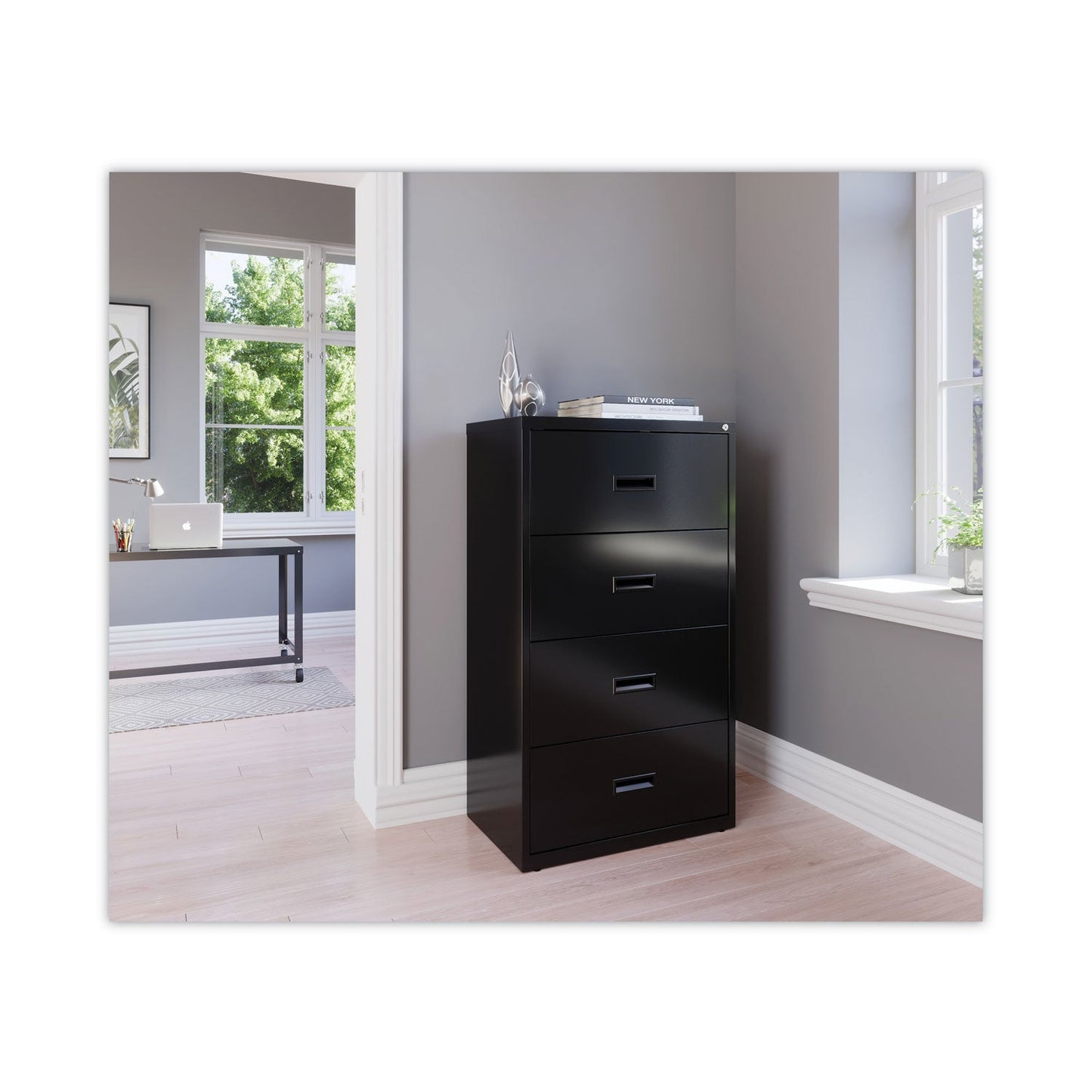 Hirsh Industries Lateral File Cabinet, 4 Letter/Legal/A4-Size File Drawers, Black, 30 x 18.62 x 52.5