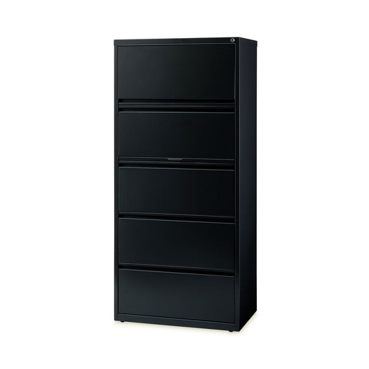 Hirsh Industries Lateral File Cabinet, 5 Letter/Legal/A4-Size File Drawers, Black, 30 x 18.62 x 67.62