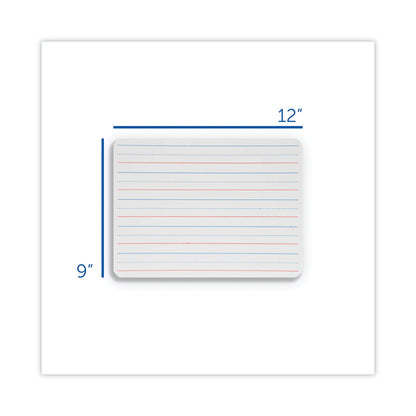 Flipside Two-Sided Red and Blue Ruled Dry Erase Board, 12 x 9, Ruled White Front, Unruled White Back, 12/Pack
