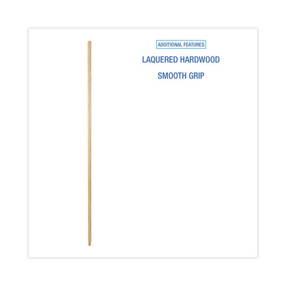 Boardwalk Threaded End Broom Handle, Lacquered Hardwood, 0.94" dia x 54", Natural