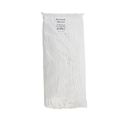 Boardwalk Premium Cut-End Wet Mop Heads, Rayon, 20oz, White, 12/Carton