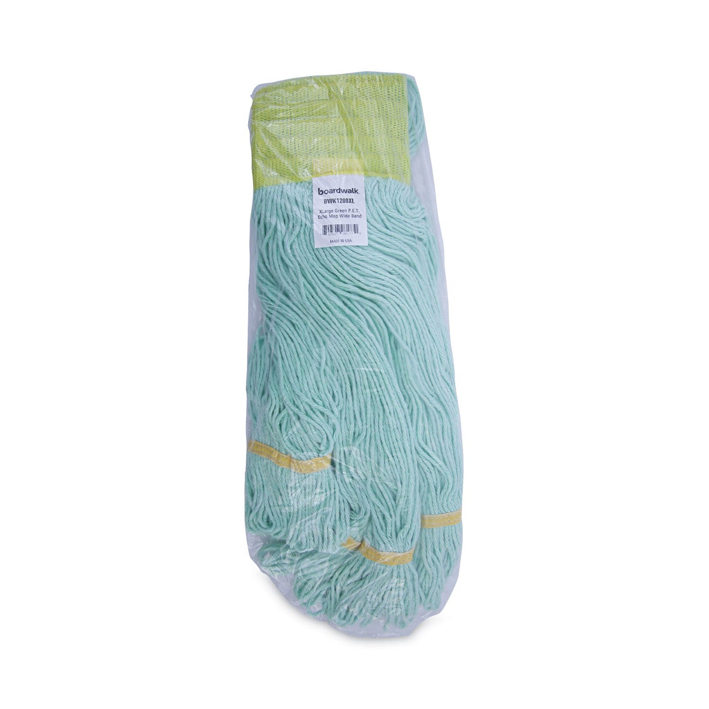 Boardwalk EcoMop Looped-End Mop Head, Recycled Fibers, Extra Large Size, Green, 12/CT