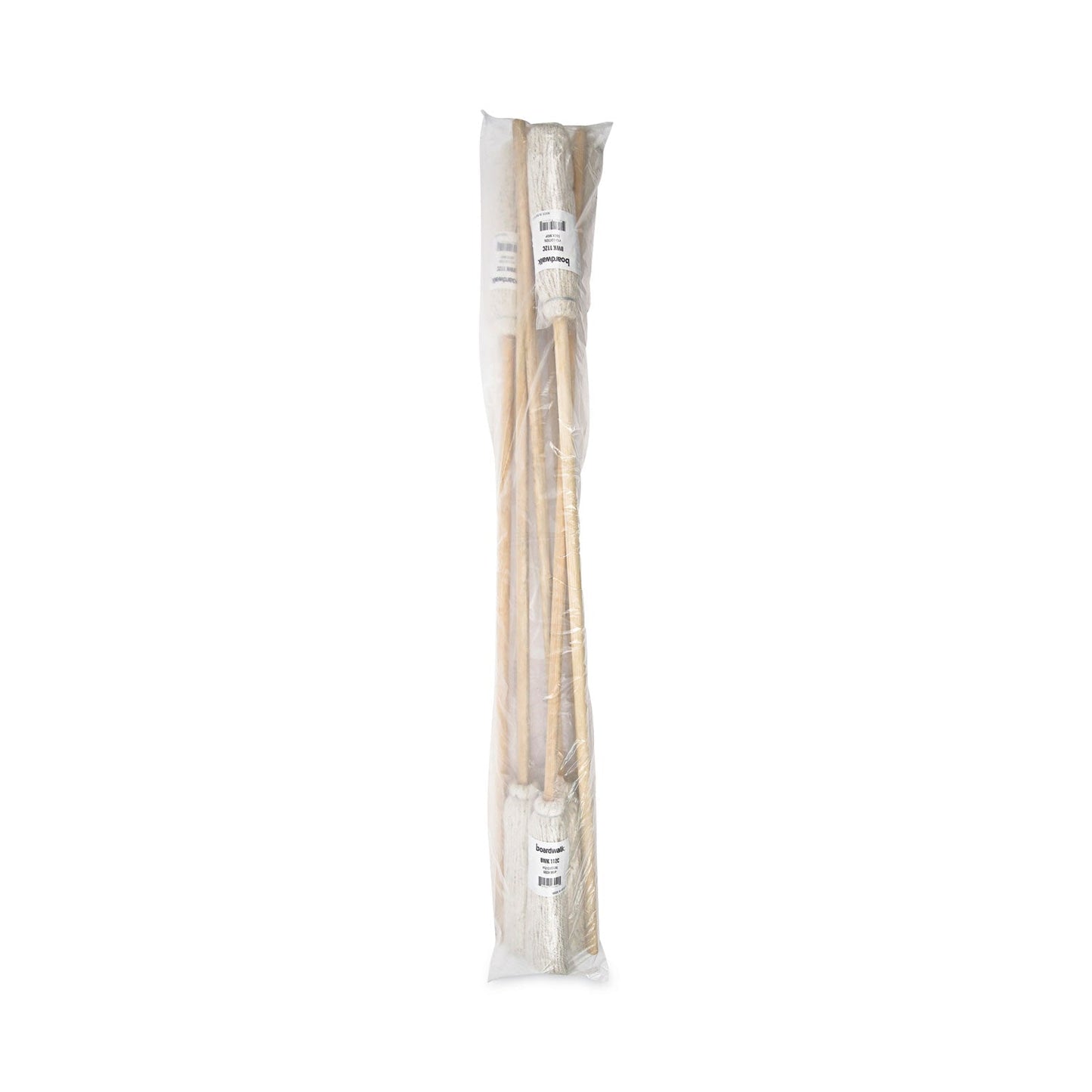 Boardwalk Handle/Deck Mops, 12 oz White Cotton Head, 48" Oak Wood Handle, 6/Pack