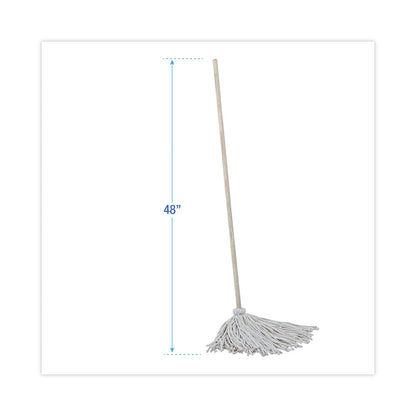 Boardwalk Handle/Deck Mops, 16 oz White Cotton Head, 48" Oak Wood Handle