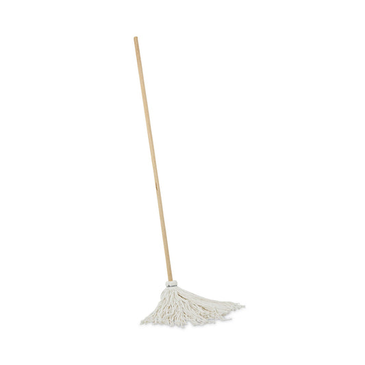 Boardwalk Handle/Deck Mops, 16 oz White Rayon Head, 48" Oak Wood Handle