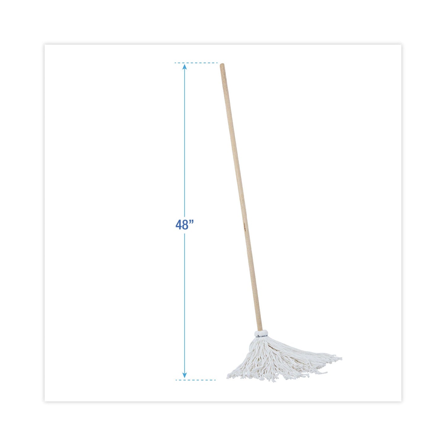 Boardwalk Handle/Deck Mops, 16 oz White Rayon Head, 48" Oak Wood Handle