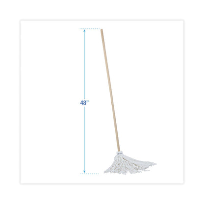 Boardwalk Handle/Deck Mops, 16 oz White Rayon Head, 48" Oak Wood Handle