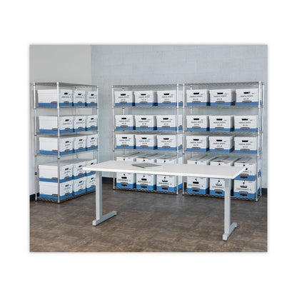 Bankers Box HANG'N'STOR Medium-Duty Storage Boxes, Letter Files, 12.63" x 15.63" x 10", White/Blue, 4/Carton