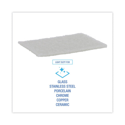 Boardwalk Light Duty Scour Pad, White, 6 x 9, White, 20/Carton