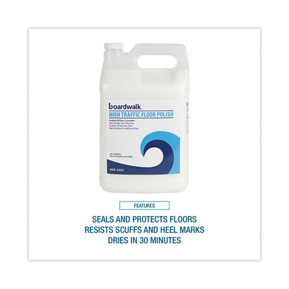 Boardwalk High Traffic Floor Polish, 1 gal Bottle, 4/Carton