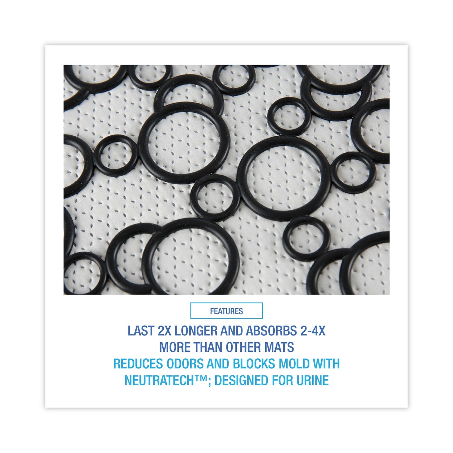 Boardwalk Commode Mat 2.0, Rubber, 22.88 x 22, Black/White, 6/Carton