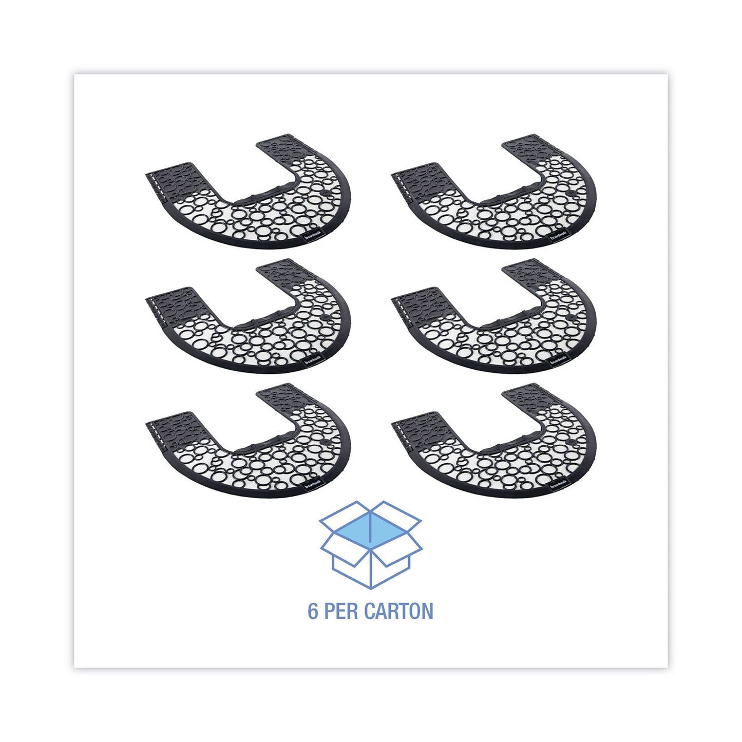 Boardwalk Commode Mat 2.0, Rubber, 22.88 x 22, Black/White, 6/Carton