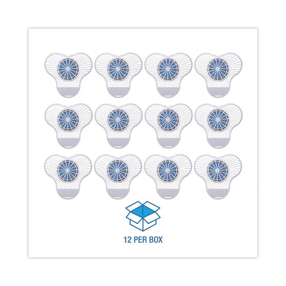Boardwalk Urinal Screen with Non-Para Cleaner Block, Green Apple Scent, 3.25 oz, Blue/White, 12/Box