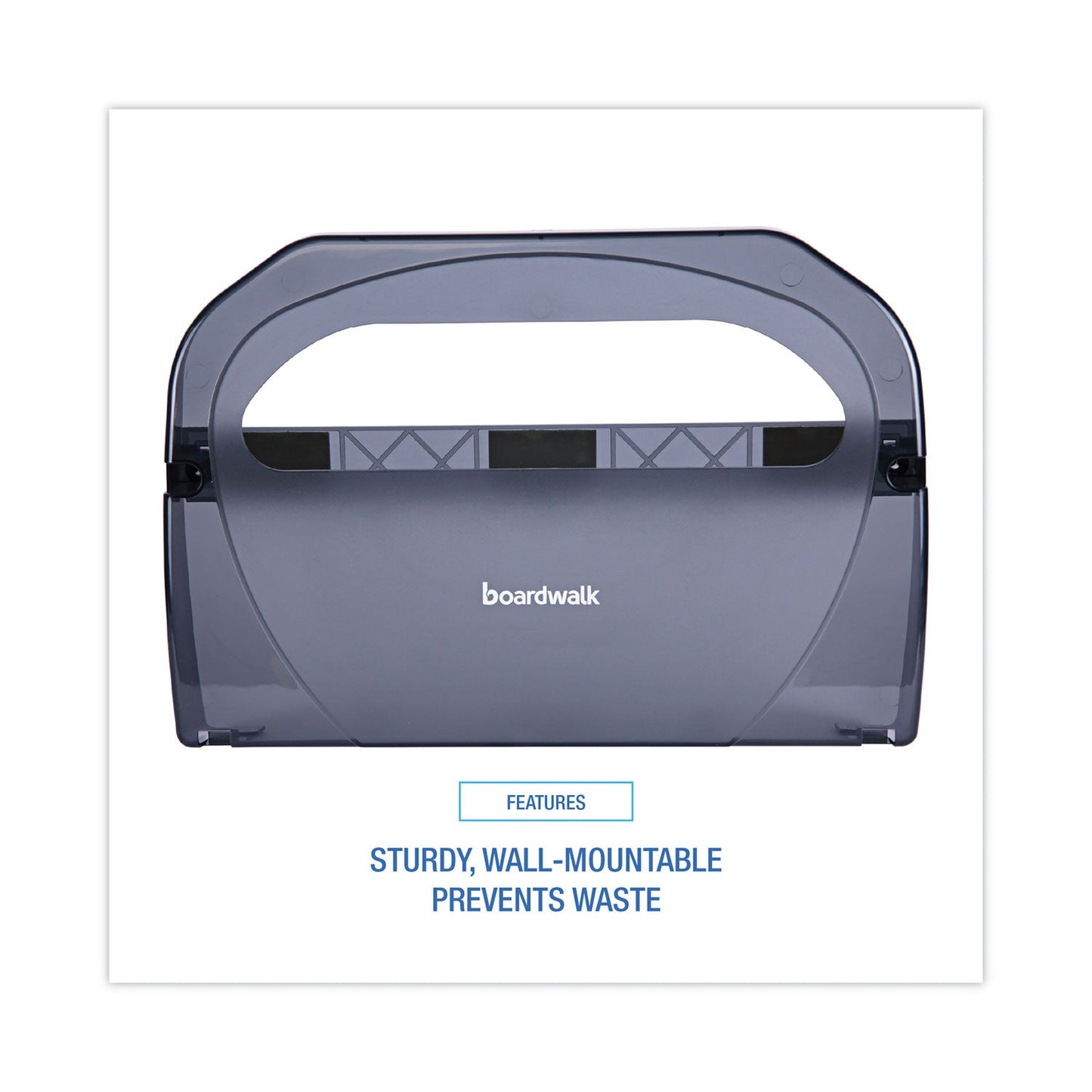Boardwalk Toilet Seat Cover Dispenser, 17.25 x 3.13 x 11.75, Smoke Black