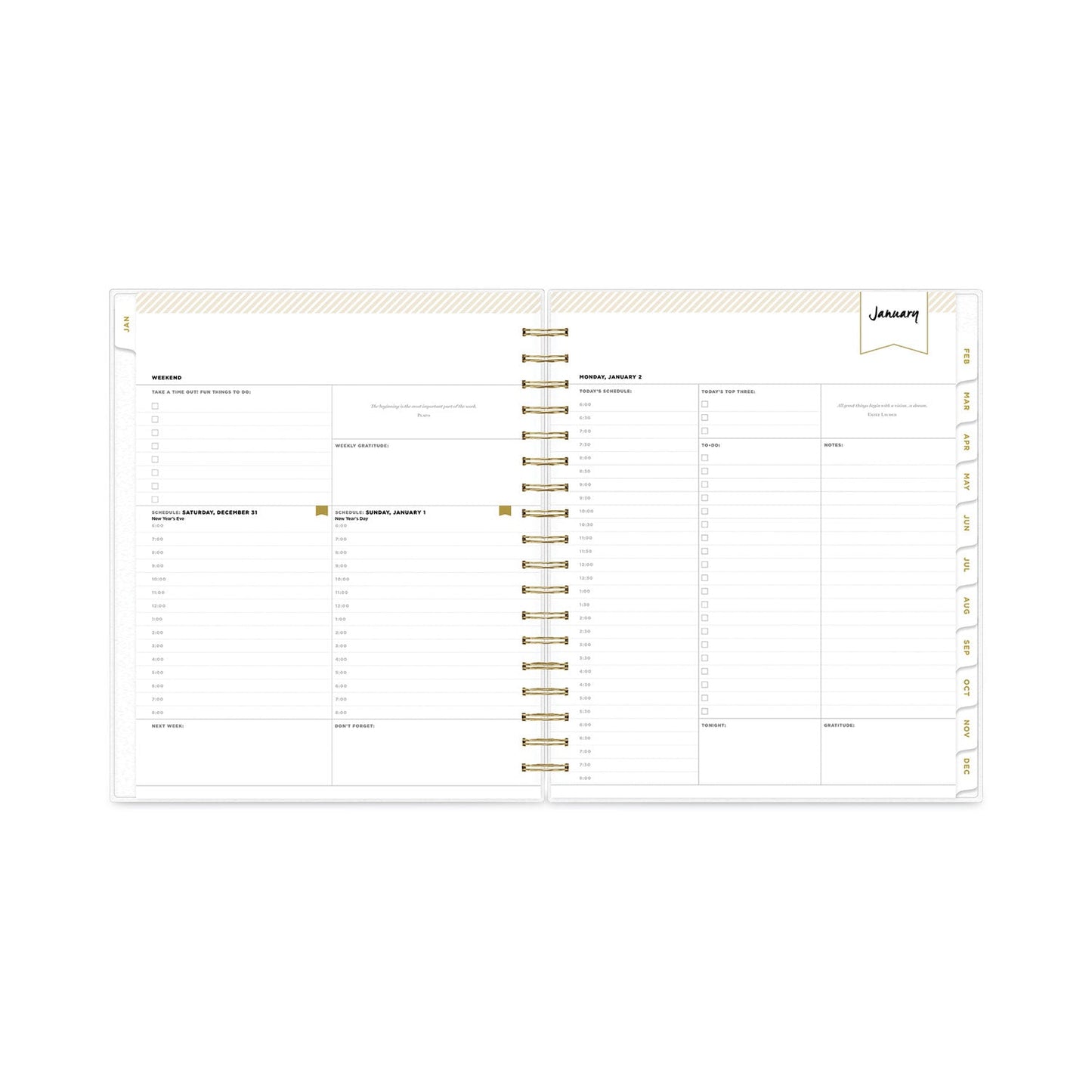 Blue Sky Day Designer Daily/Monthly Frosted Planner, Rugby Stripe Artwork, 10x8, Black/White Cover, 12-Month (July to June): 2022-2023