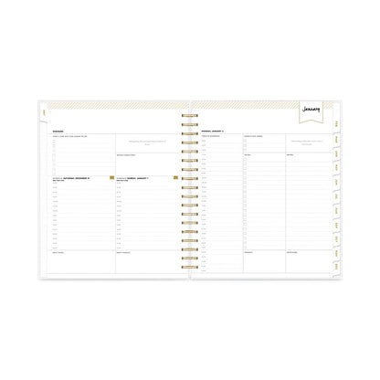 Blue Sky Day Designer Daily/Monthly Frosted Planner, Rugby Stripe Artwork, 10x8, Black/White Cover, 12-Month (July to June): 2022-2023