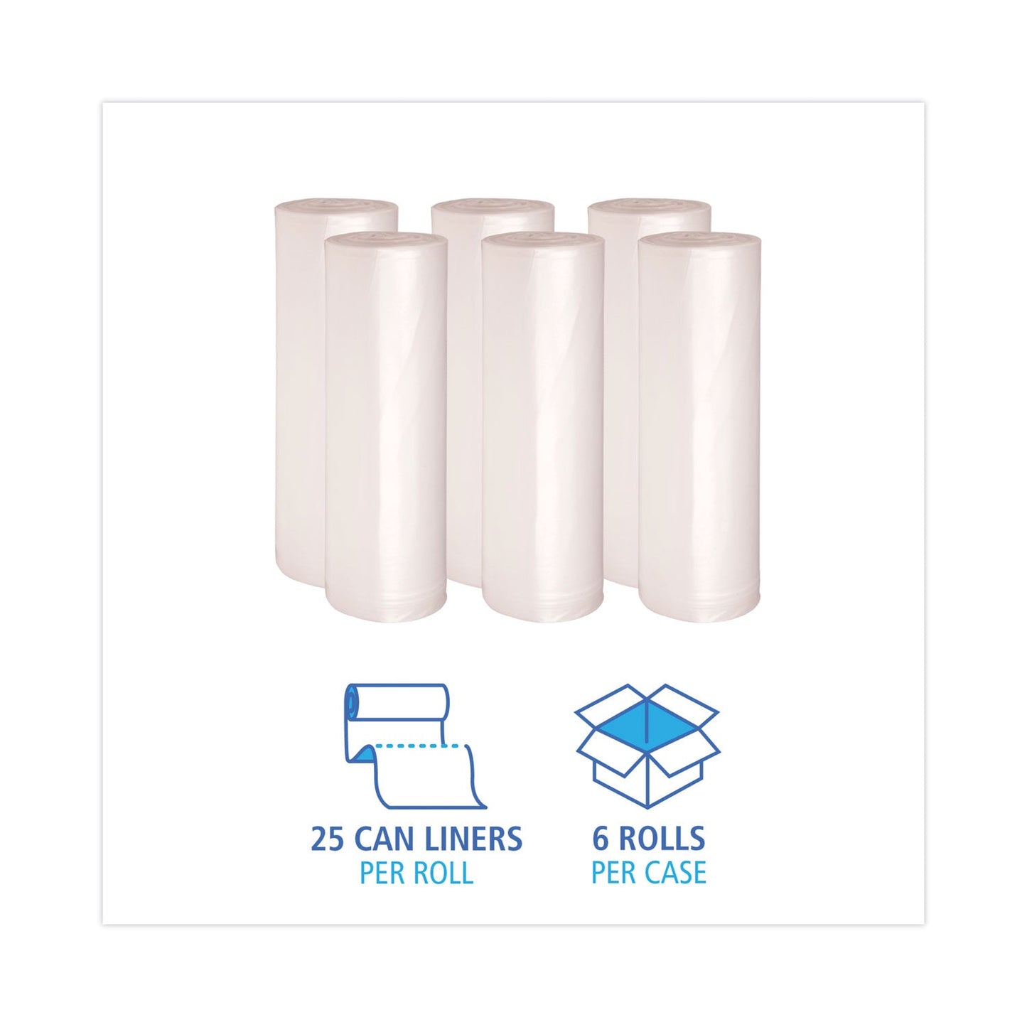 Boardwalk High-Density Can Liners, 60 gal, 19 microns, 38" x 58", Natural, 150/Carton