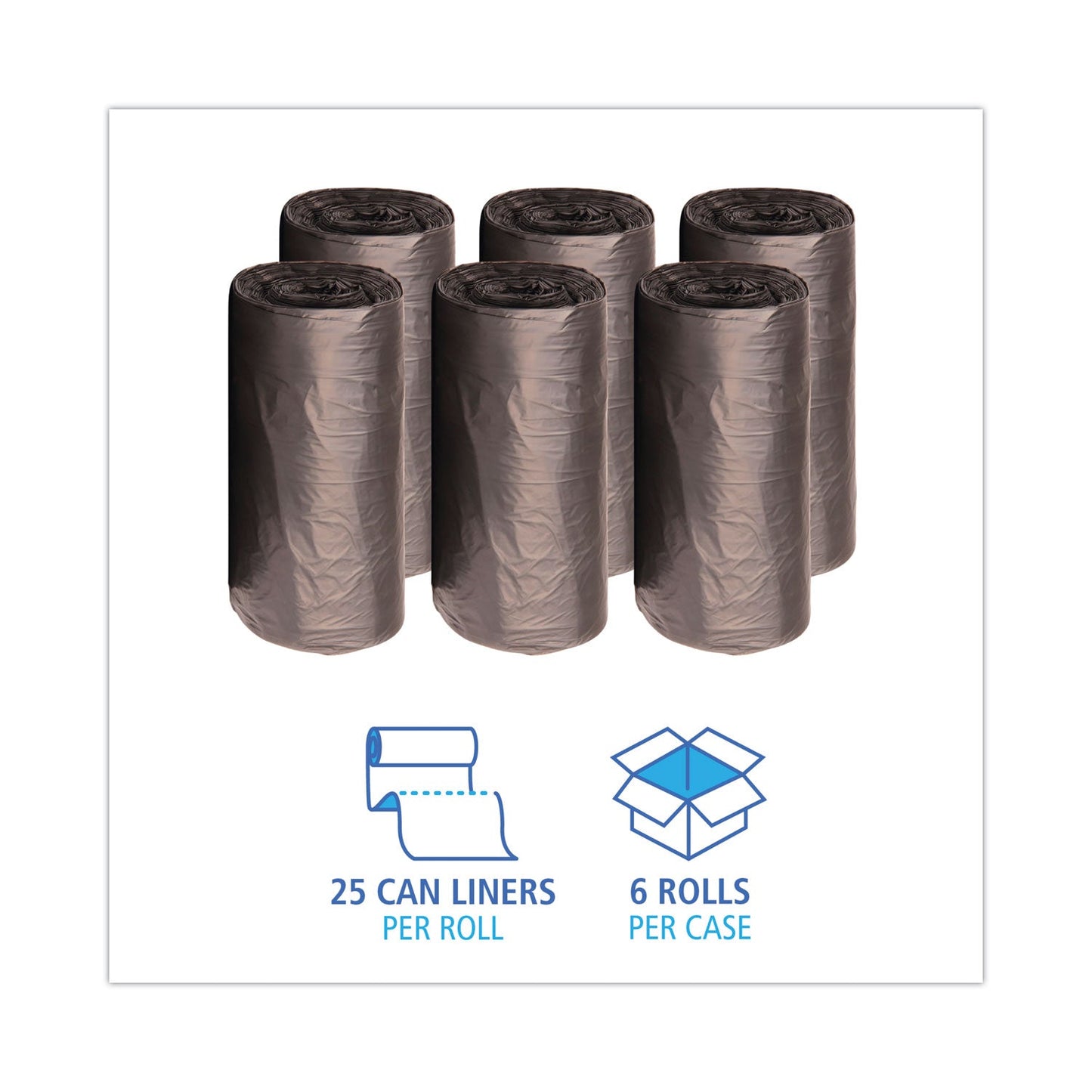 Boardwalk High-Density Can Liners, 45 gal, 19 microns, 40" x 46", Black, 150/Carton
