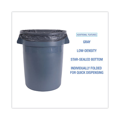 Boardwalk Linear Low Density Industrial Can Liners, 33 gal, 1.3 mil, 33 x 39, Gray, 100/Carton