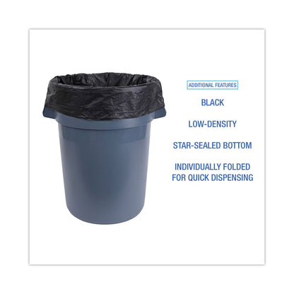 Boardwalk Linear Low Density Industrial Can Liners, 60 gal, 1.7 mil, 38 x 58, Black, 100/Carton