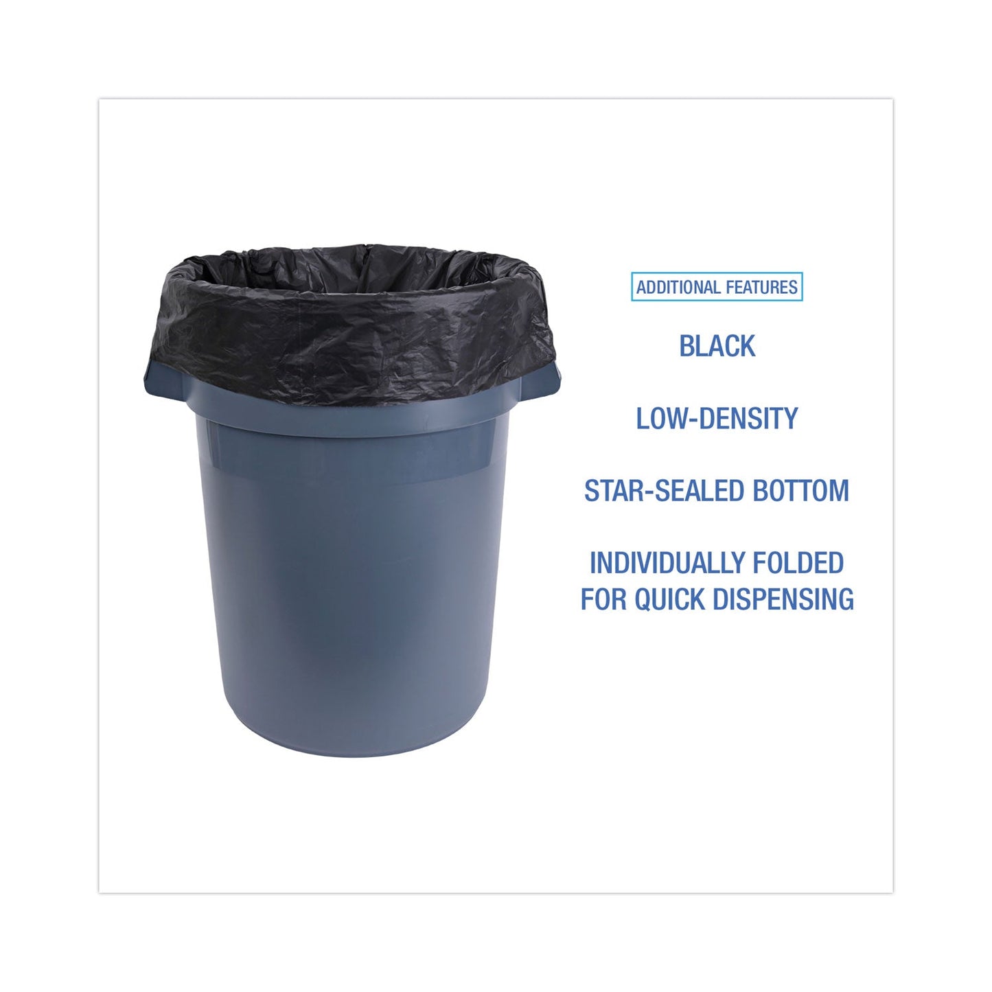 Boardwalk Linear Low Density Industrial Can Liners, 56 gal, 1.7 mil, 43 x 47, Black, 100/Carton