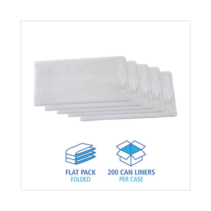 Boardwalk High Density Industrial Can Liners Flat Pack, 60 gal, 13 microns, 38 x 60, Natural, 200/Carton