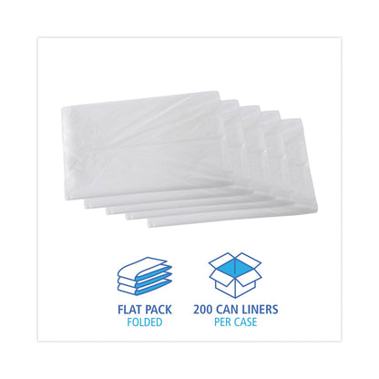 Boardwalk High Density Industrial Can Liners Flat Pack, 45 gal, 16 microns, 40 x 48, Natural, 200/Carton