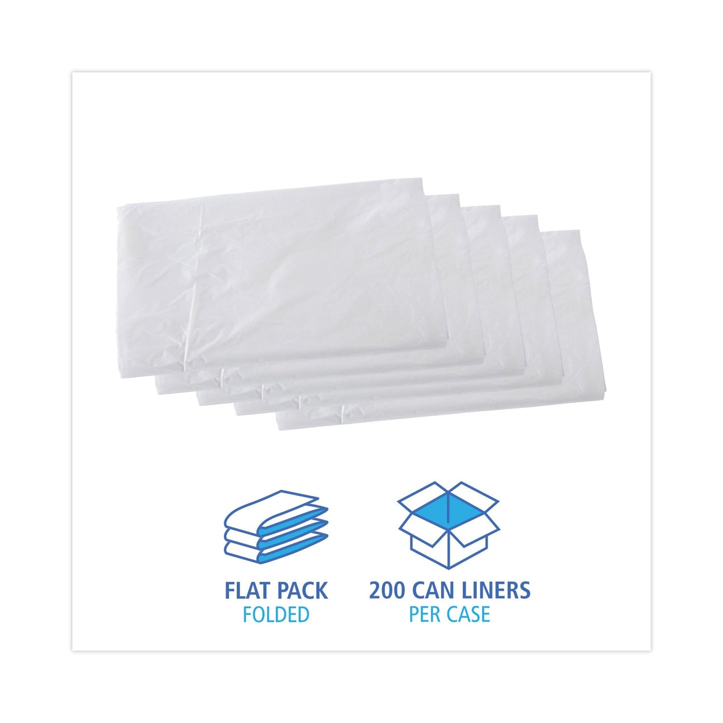 Boardwalk High Density Industrial Can Liners Flat Pack, 56 gal, 16 microns, 43 x 48, Natural, 200/Carton