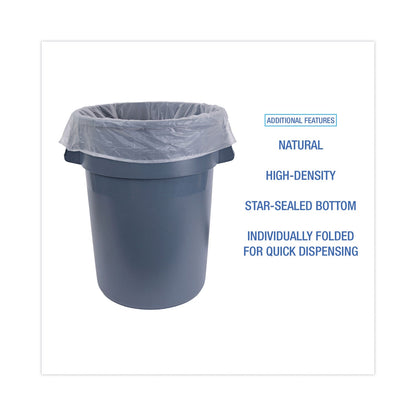 Boardwalk High Density Industrial Can Liners Flat Pack, 56 gal, 16 microns, 43 x 48, Natural, 200/Carton
